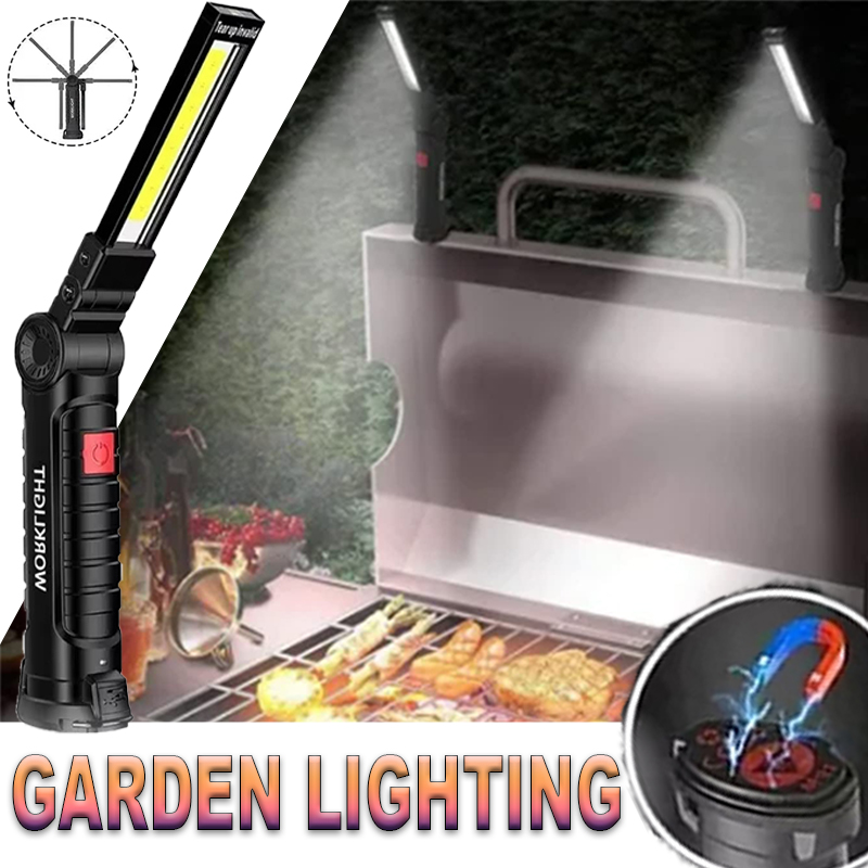 Outdoor Lighting Lowes - Tragbare LED-Taschenlampe mit Magnethaken, Outdoor-Reparatur-Arbeitsleuchte, wiederaufladbare