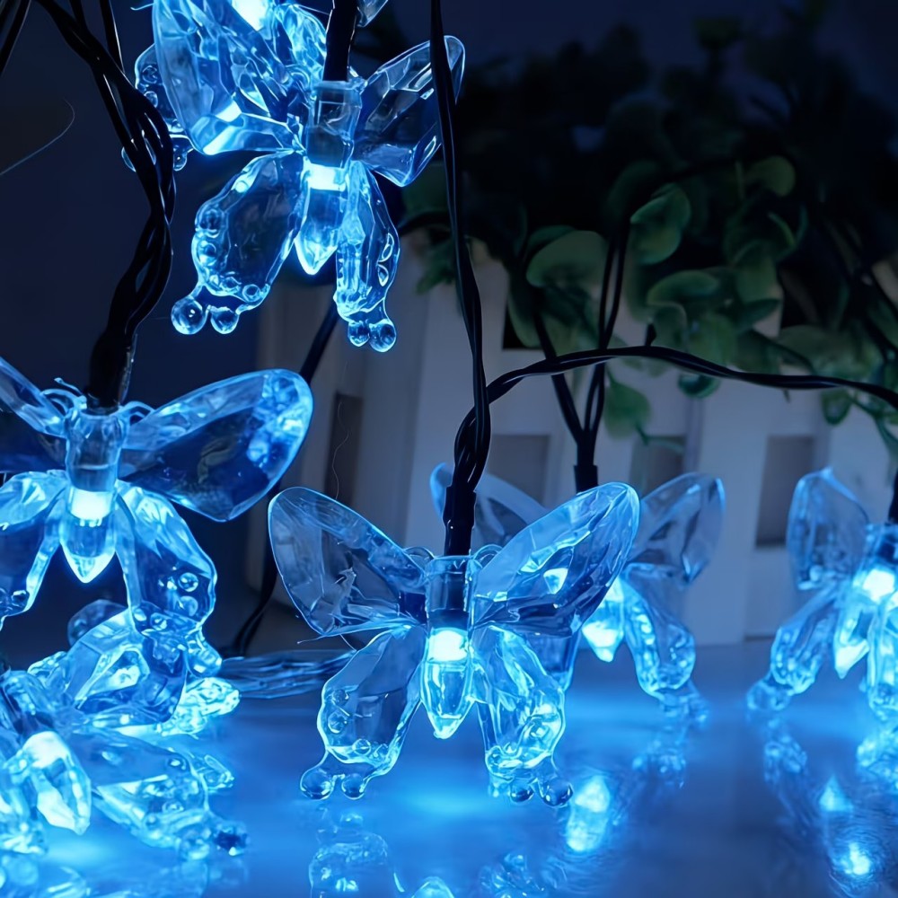 Outdoor Lighting Traditional - Kristall-Schmetterling Außen-Lichterkette, Solarbetriebene Romantische Beleuchtung für