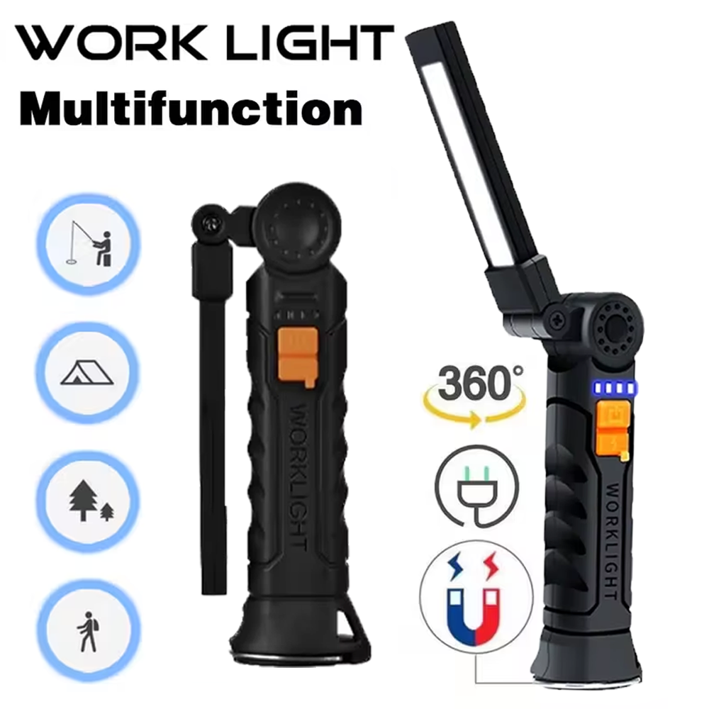 Outdoor Lighting Lowes - Tragbare COB-LED-Taschenlampe, wiederaufladbare USB-Taschenlampe mit magnetischer