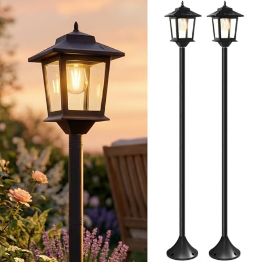 Outdoor Lighting Poles - Solar-Pfostenleuchten für den Außenbereich, 2er-Pack 63