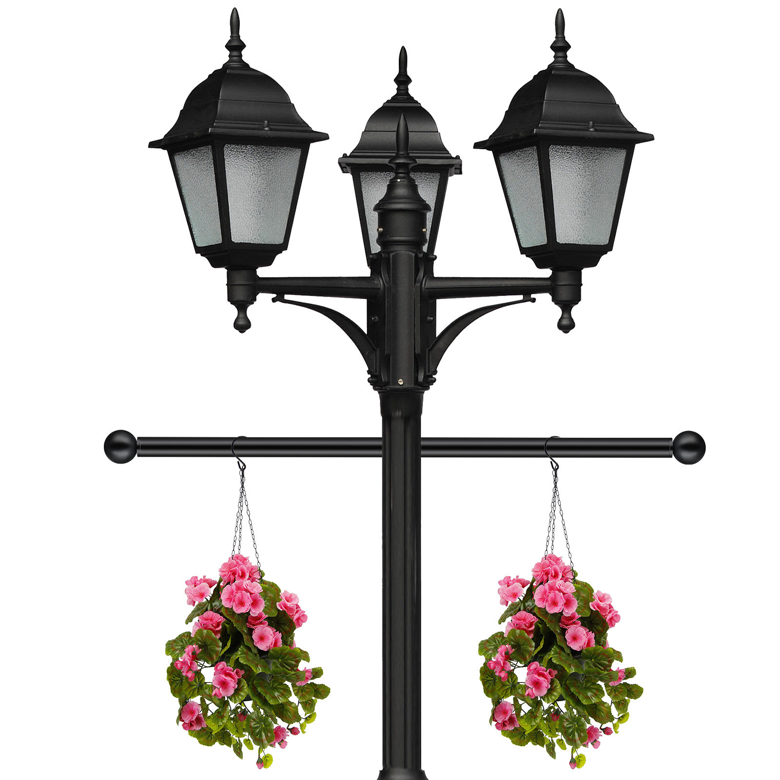 Outdoor Lighting Poles - Outdoor-Laternenpfahl-Kreuzarm-Leiterhalterung, Schwarz, Metall, 56 cm, Verstellbarer