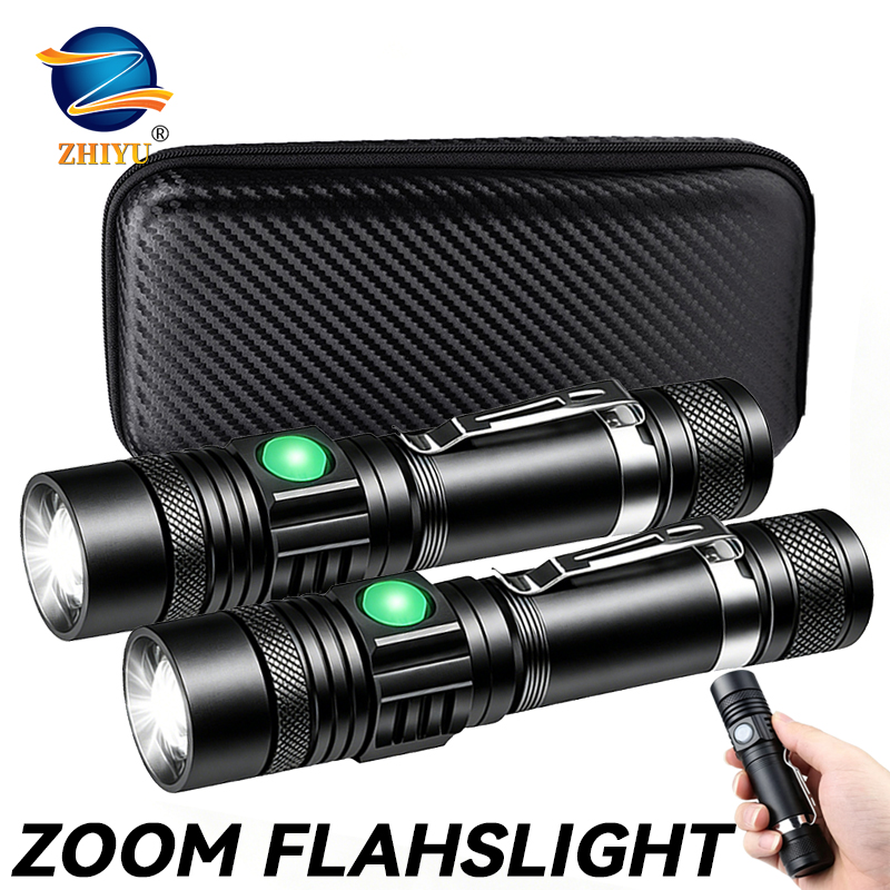 Outdoor Lighting Lowes - T6 LED Wiederaufladbare Taschenlampe, 18650 Zoombare